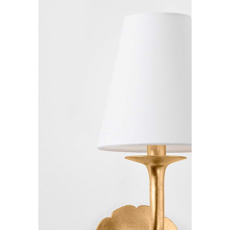 Image 6 Winnipeg 14 3/4" High Vintage Gold Leaf Wall Sconce more views