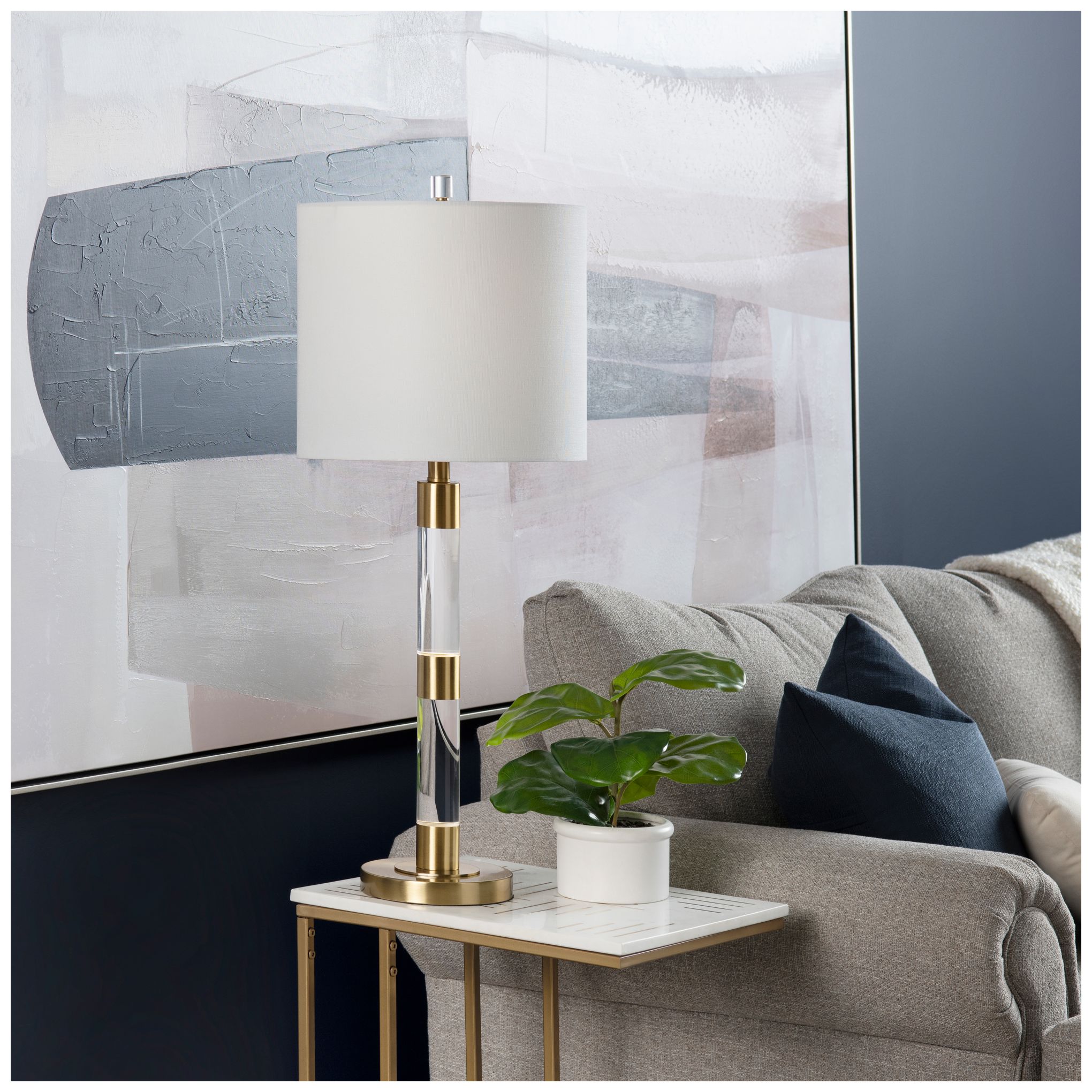 Image 5 Winslet Gold and Clear Acrylic Table Lamp with Nightlight more views