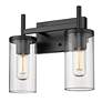 3_Winslett 13" Wide Matte Black 2-Light Bath Light with Ribbed Clear Gla more views