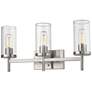 1_Winslett 23 1/8" Wide Pewter 3-Light Bath Light with Ribbed Clear Glas