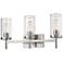 Winslett 23 1/8" Wide Pewter 3-Light Bath Light with Ribbed Clear Glas