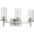 Winslett 23 1/8" Wide Pewter 3-Light Bath Light with Ribbed Clear Glas