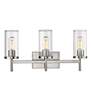 2_Winslett 23 1/8" Wide Pewter 3-Light Bath Light with Ribbed Clear Glas more views