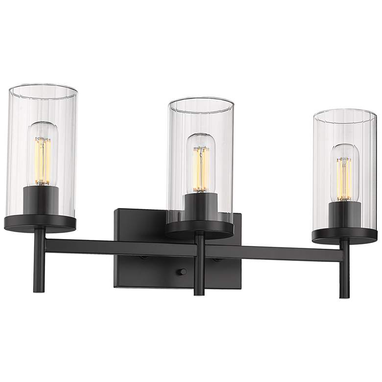 Image 1 Winslett 23 1/4" Wide Matte Black 3-Light Vanity Bath Light