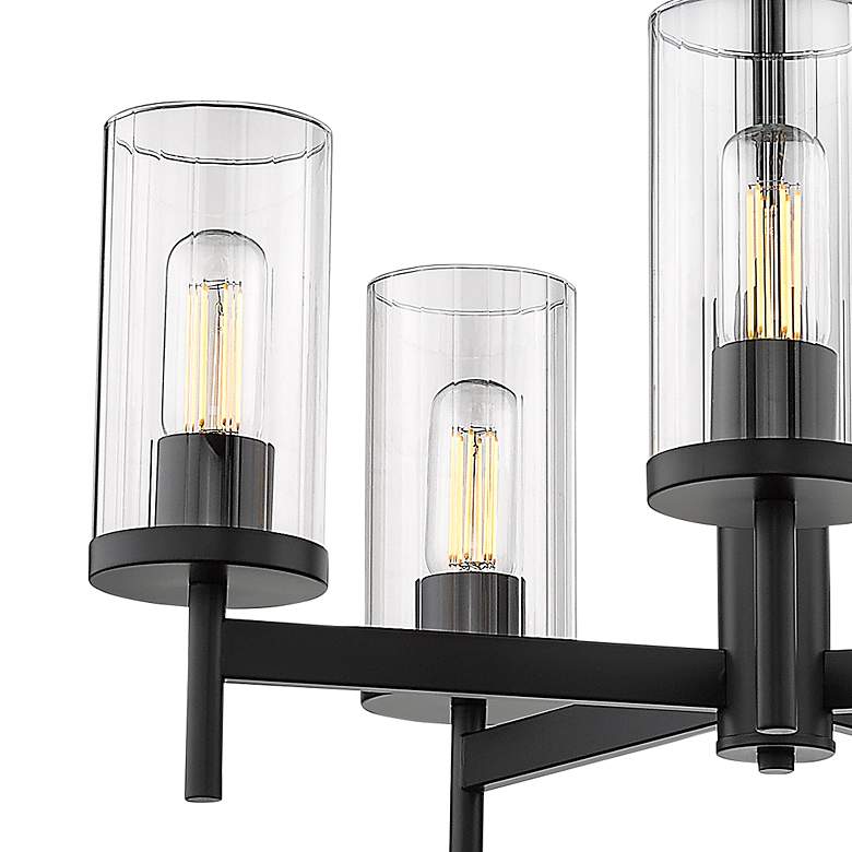 Image 4 Winslett 23 3/4 inch Matte Black 5-Light Chandelier With Ribbed Clear Glas more views