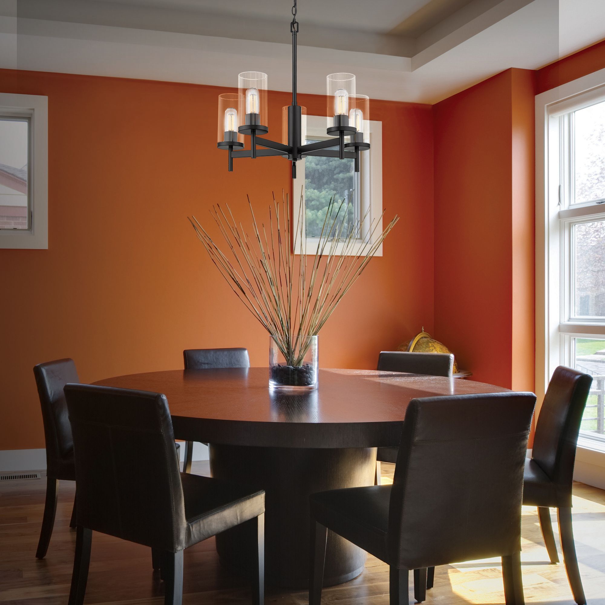 Winslett 23 3/4" Wide Matte Black 5-Light Chandelier in scene