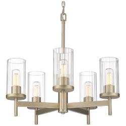 Winslett 23 3/4&quot; Wide White Gold 5-Light Chandelier With Ribbed Clear