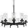 Winslett 30 1/4" Matte Black 9-Light Chandelier With Ribbed Clear Glas