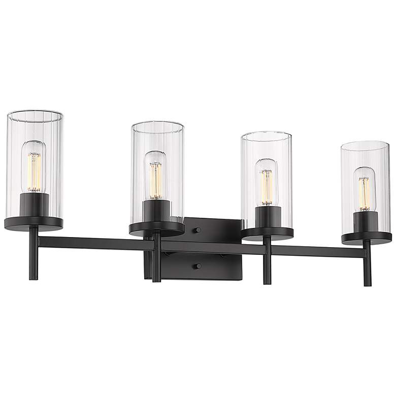 Image 1 Winslett 31 3/4" Wide Matte Black 4-Light Bath Light