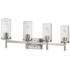 Winslett 31 3/4" Wide Pewter 4-Light Bath Light with Ribbed Clear Glas