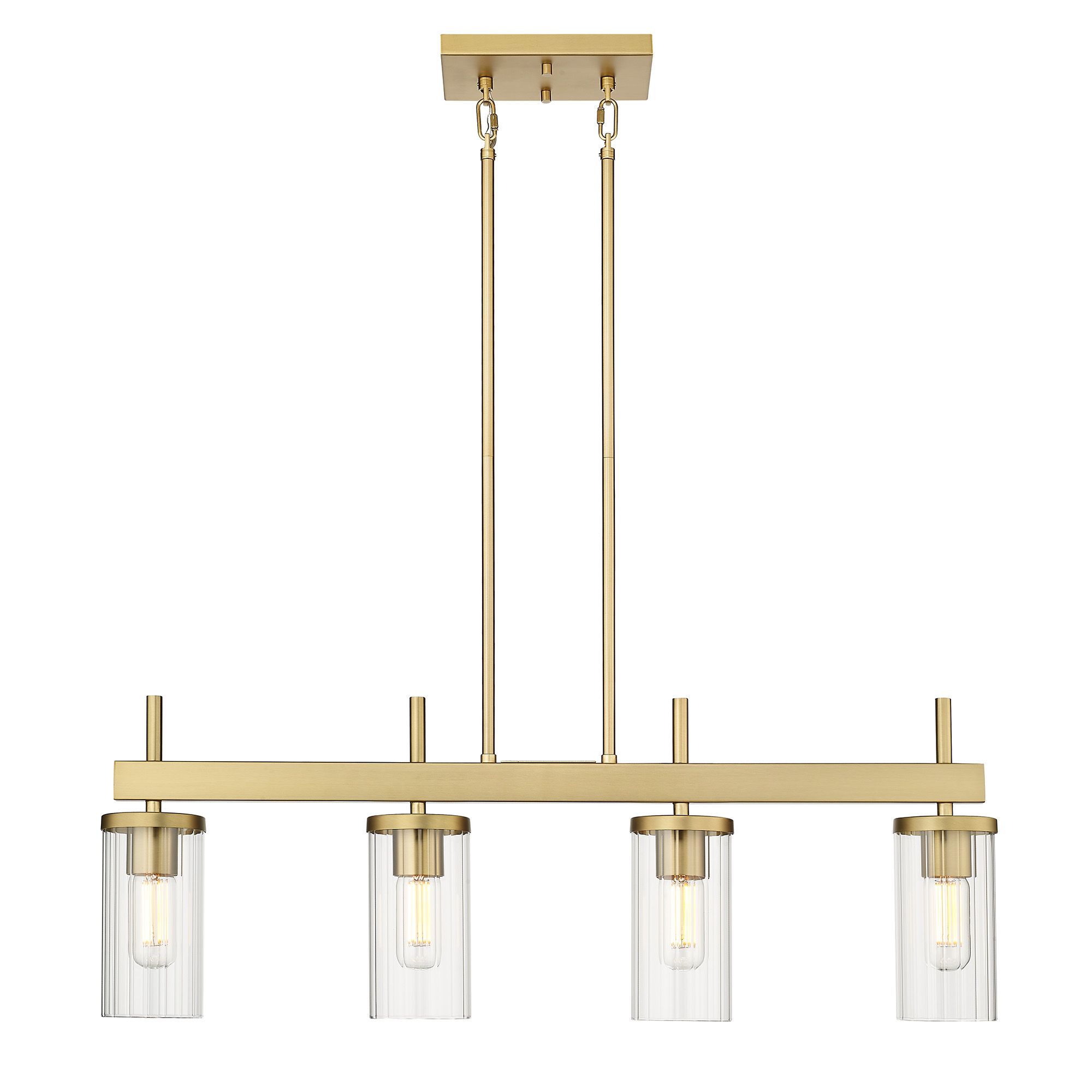 Image 3 Winslett 34 5/8" Wide Linear Pendant in Champagne Bronze with Clear Gl more views