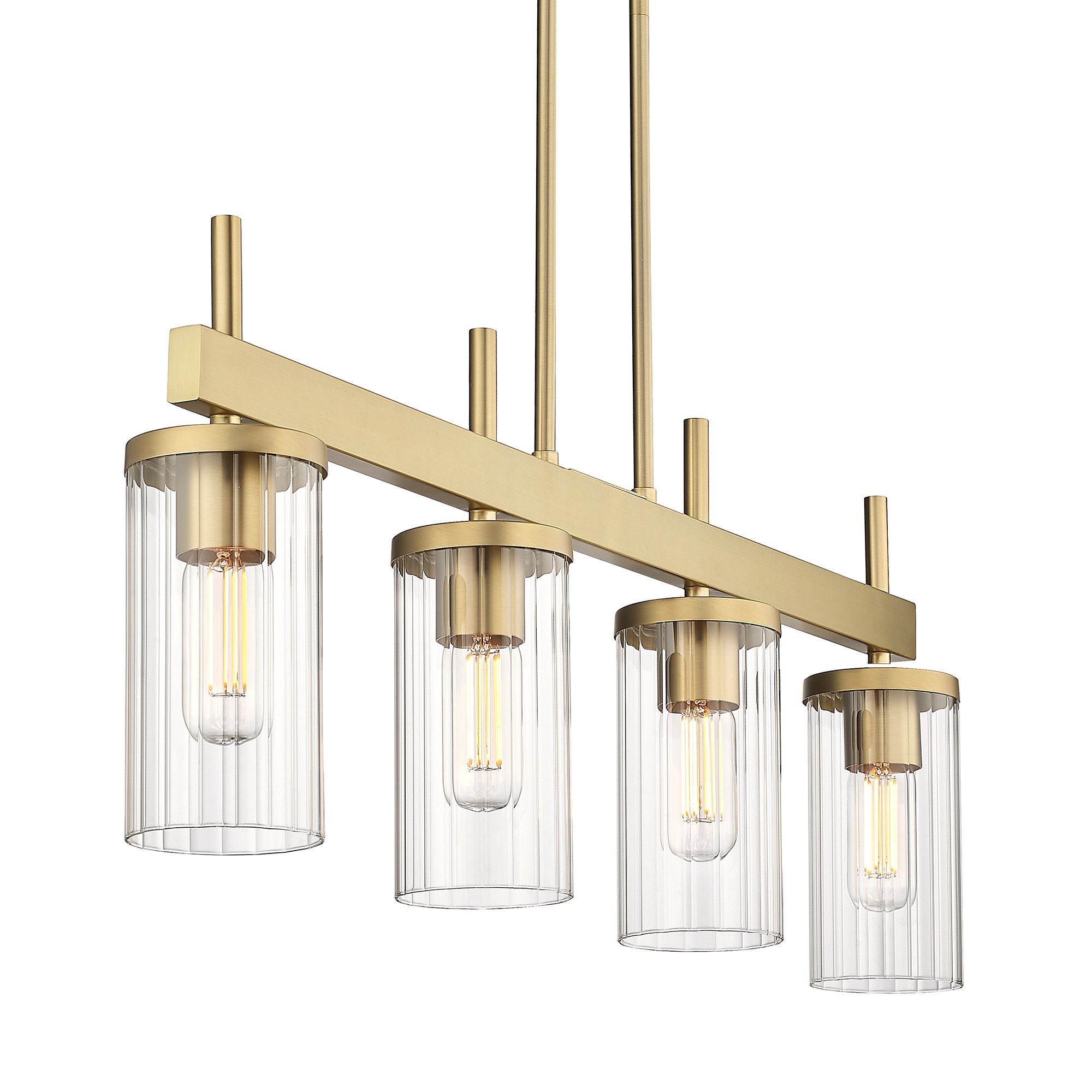 Image 4 Winslett 34 5/8" Wide Linear Pendant in Champagne Bronze with Clear Gl more views