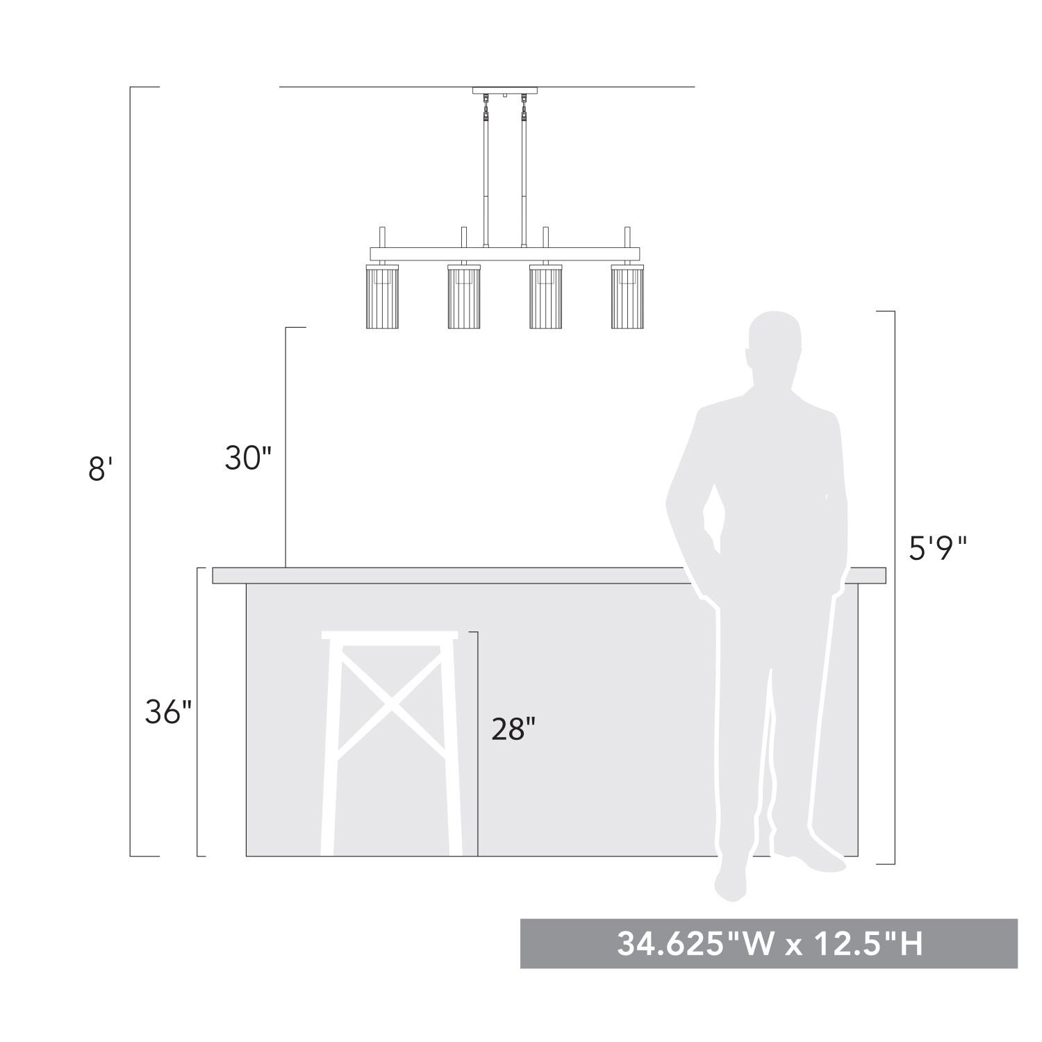 Image 7 Winslett 34 5/8" Wide Linear Pendant in Champagne Bronze with Clear Gl more views