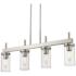 Winslett 34 5/8" Wide Pewter 4-Light Linear Pendant With Ribbed Clear 