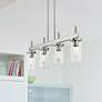Thumbnail1 of Winslett 34 5/8" Wide Pewter 4-Light Linear Pendant With Ribbed Clear