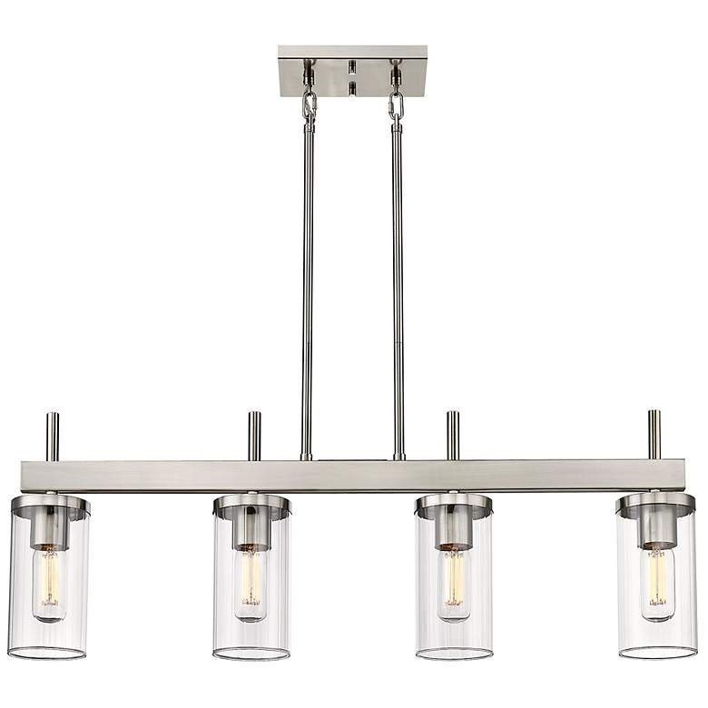 Image 2 Winslett 34 5/8" Wide Pewter 4-Light Linear Pendant With Ribbed Clear more views