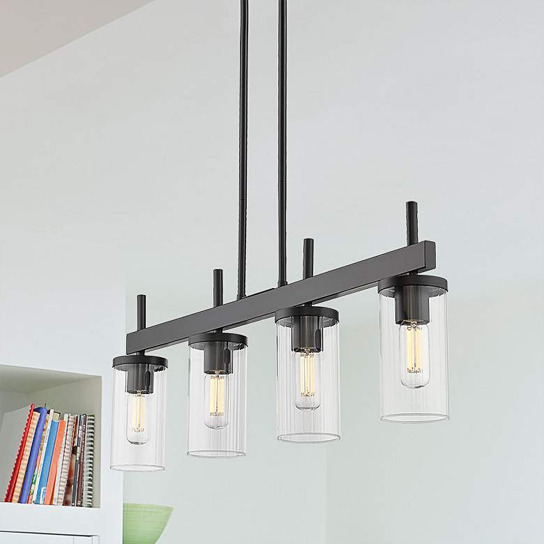 Image 2 Winslett 34 3/4" Wide Matte Black 4-Light Linear Pendant