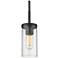 Winslett 4 3/4" Wide Matte Black Mini Pendant with Ribbed Clear Glass