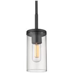 Winslett 4 3/4&quot; Wide Matte Black Mini Pendant with Ribbed Clear Glass