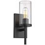 Winslett 4 3/4" Wide Matte Black Wall Sconce with Ribbed Clear Glass
