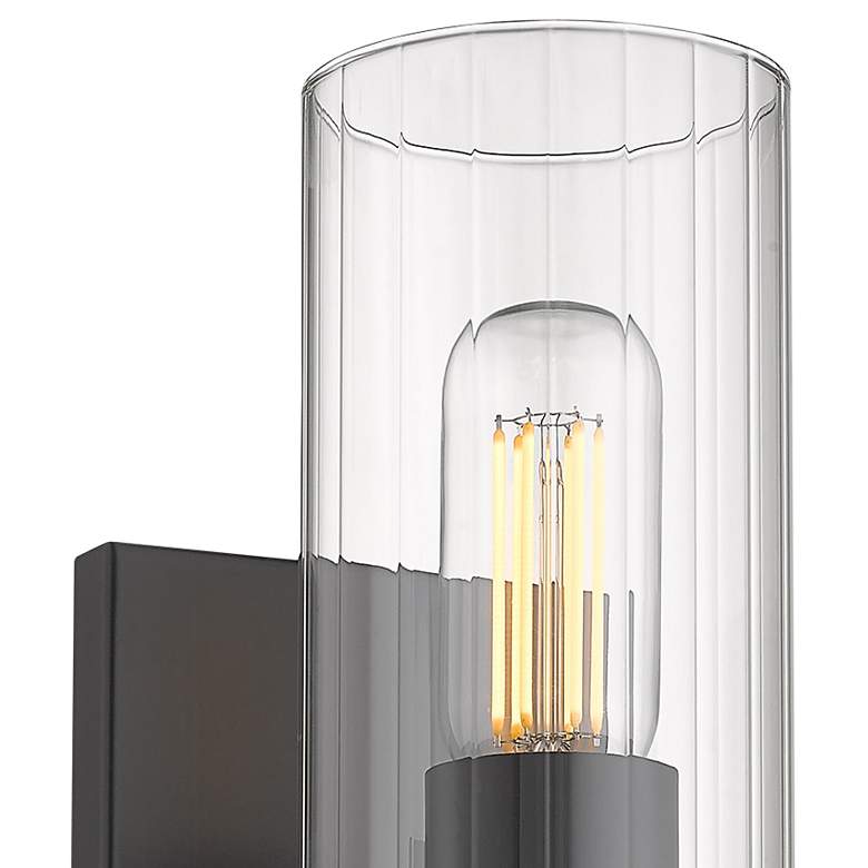 Image 2 Winslett 4 3/4" Wide Matte Black Wall Sconce with Ribbed Clear Glass more views
