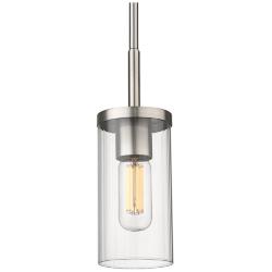 Winslett 4 3/4&quot; Wide Pewter 1-Light Mini Pendant with Ribbed Clear Gla