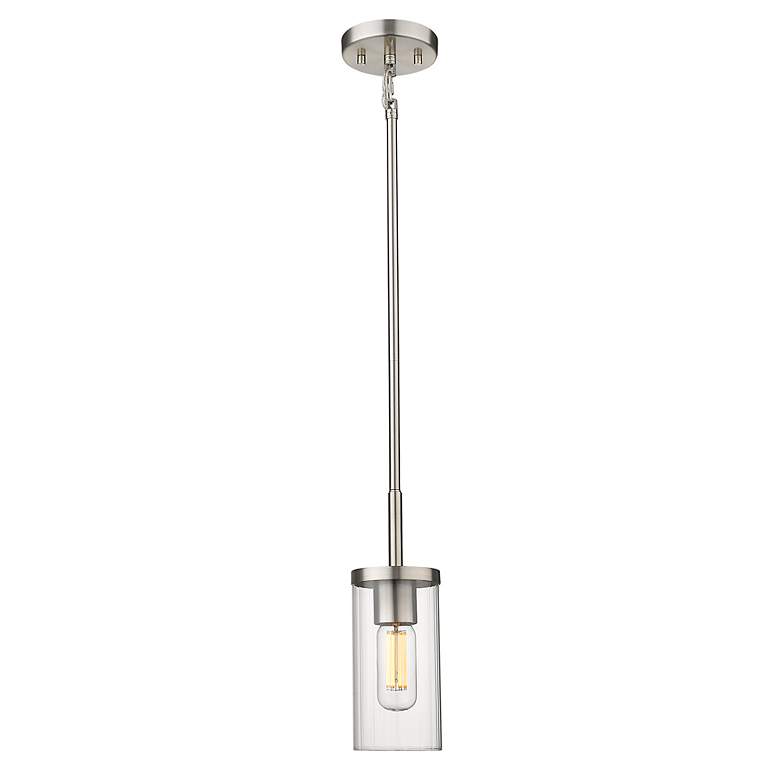 Image 2 Winslett 4 3/4" Wide Pewter 1-Light Mini Pendant with Ribbed Clear Gla more views