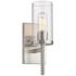Winslett 4 3/4" Wide Pewter 1-Light Wall Sconce with Ribbed Clear Glas