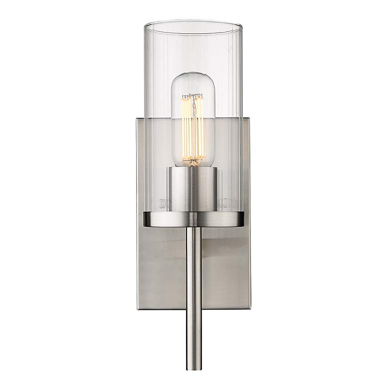 Image 3 Winslett 4 3/4" Wide Pewter 1-Light Wall Sconce with Ribbed Clear Glas more views
