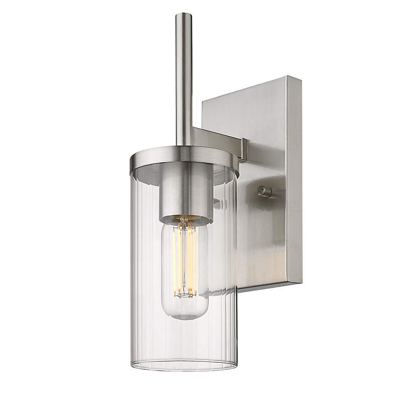 Image 4 Winslett 4 3/4" Wide Pewter 1-Light Wall Sconce with Ribbed Clear Glas more views