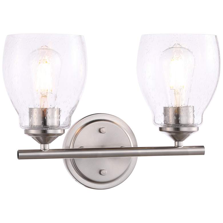 Image 1 Winsley 10" High Brushed Nickel Metal 2-Light Wall Sconce
