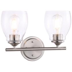 Winsley 10&quot; High Brushed Nickel Metal 2-Light Wall Sconce