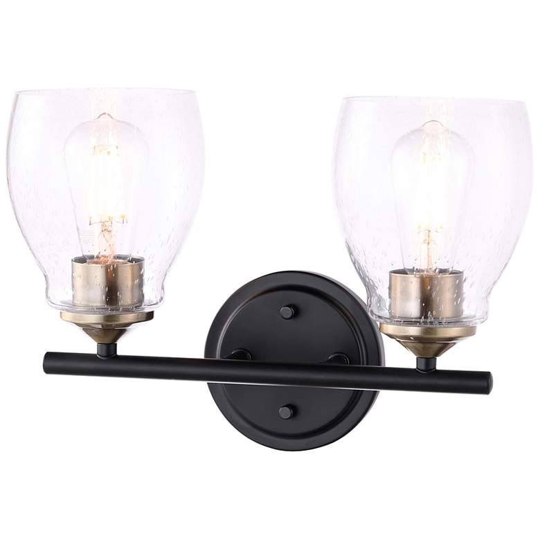 Image 2 Winsley 10" High Coal Stained Brass 2-Light Wall Sconce