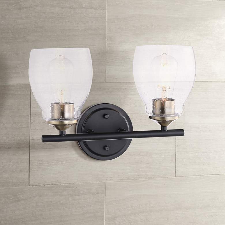Image 1 Winsley 10 inch High Coal Stained Brass 2-Light Wall Sconce