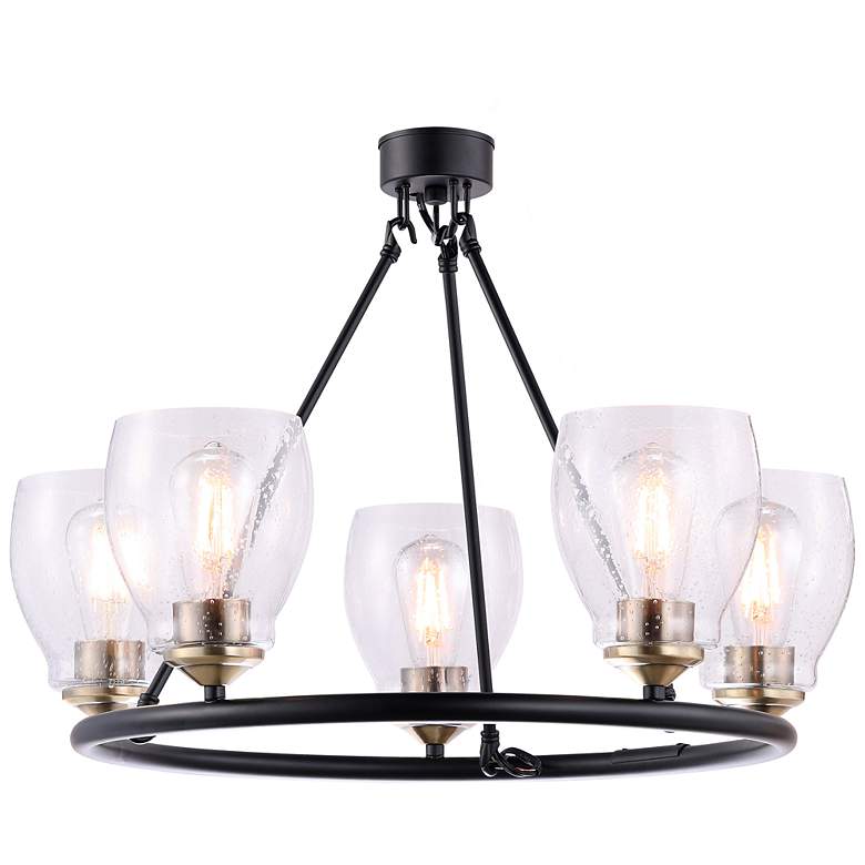 Image 1 Winsley 24"W Coal Black and Stained Brass 5-Light Chandelier