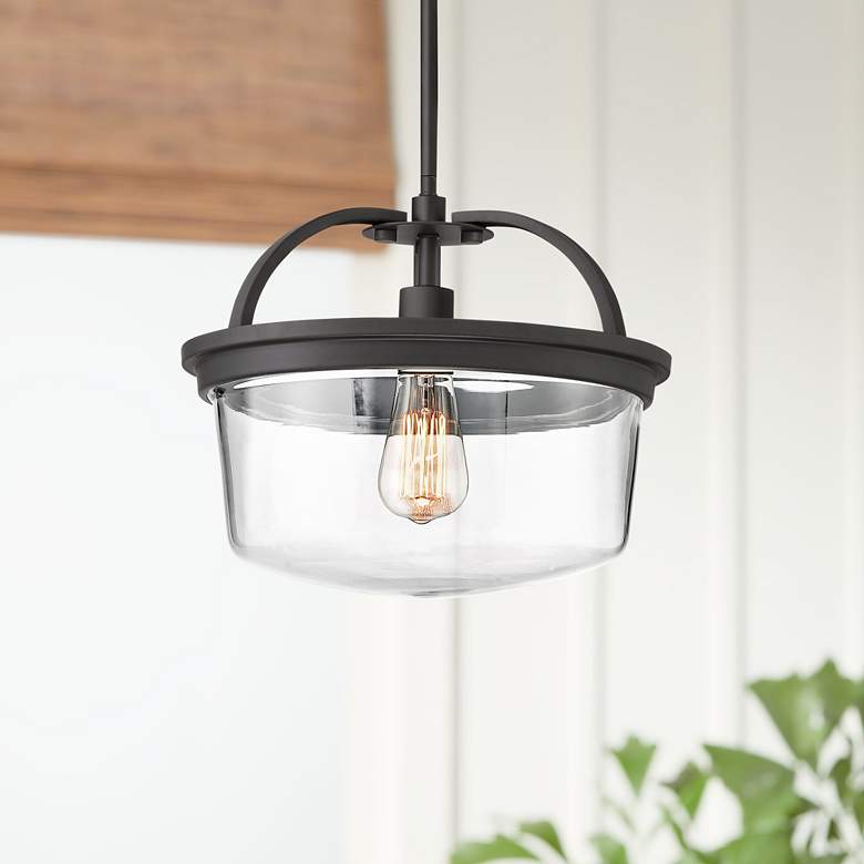 Image 1 Winslow 13 1/2" Wide Bronze and Glass Pendant Light