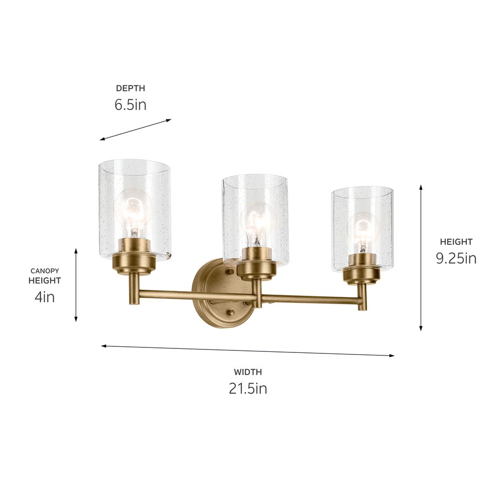 Image 6 Winslow 21 1/2" Wide Natural Brass 3-Light Vanity Bath Light more views
