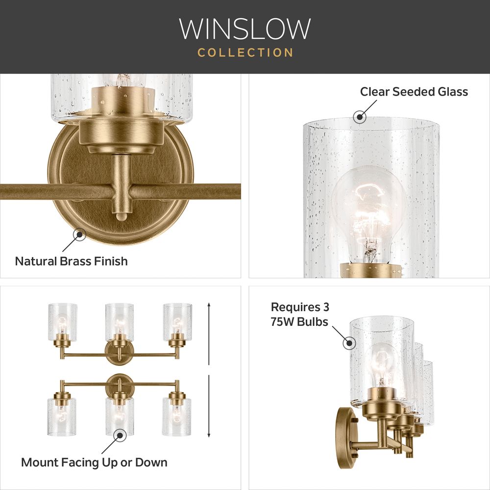 Image 7 Winslow 21 1/2" Wide Natural Brass 3-Light Vanity Bath Light more views
