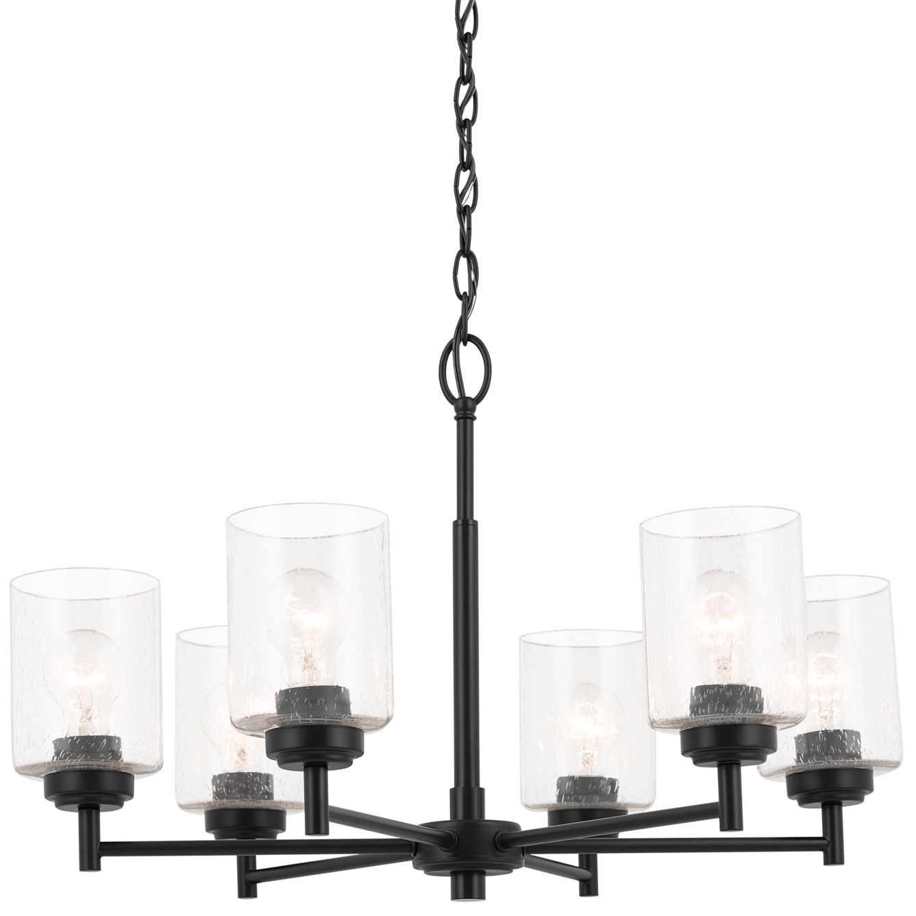 Winslow 26-Inch 6 Light Chandelier with Clear Seeded Glass in Black