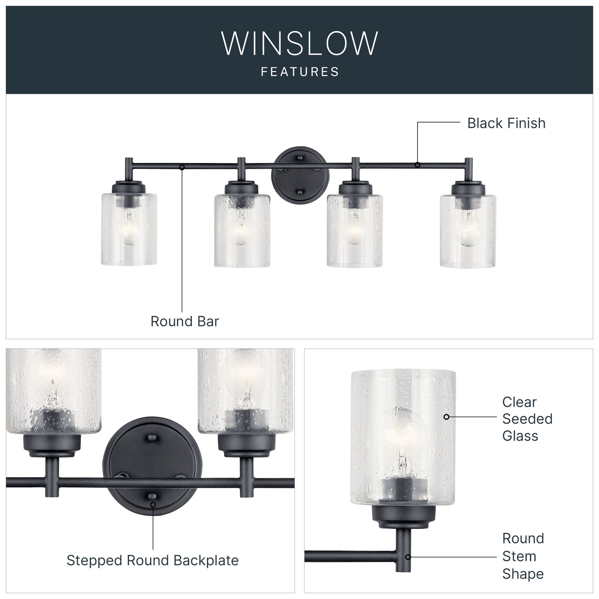 Winslow 30-in 4-Light Black Modern/Contemporary Vanity Light