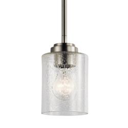 Winslow 4 1/4" Wide Brushed Nickel Seeded Glass Mini Pendant
