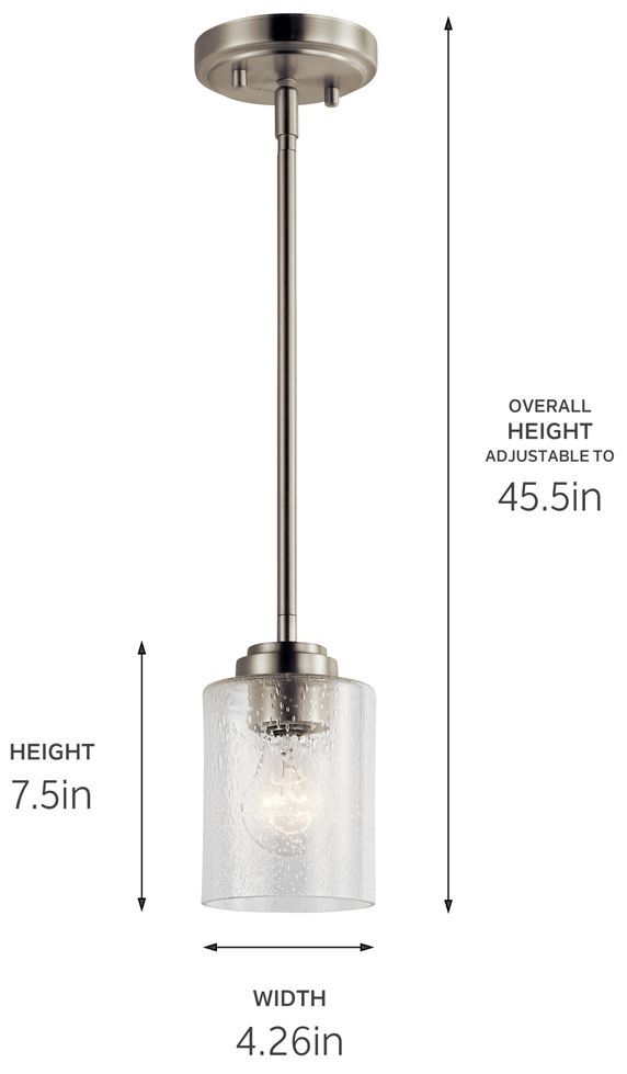 Winslow 4 1/4" Wide Brushed Nickel Seeded Glass Mini Pendant