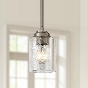 Winslow 4 1/4" Wide Brushed Nickel Seeded Glass Mini Pendant