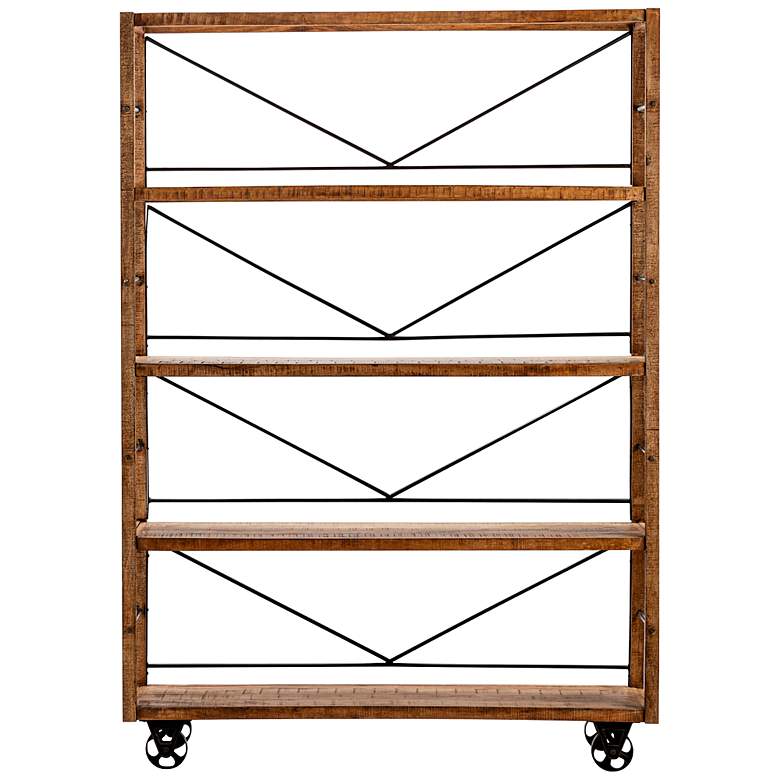 Image 1 Winslow 60" Wide Stained Brown Wood 4-Shelf Bookshelf