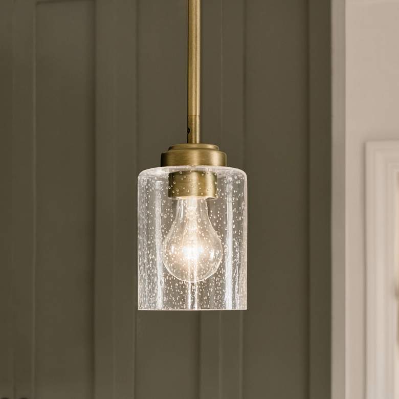 Image 1 Winslow 7.5" 1-Light Mini Pendant Light in Natural Brass
