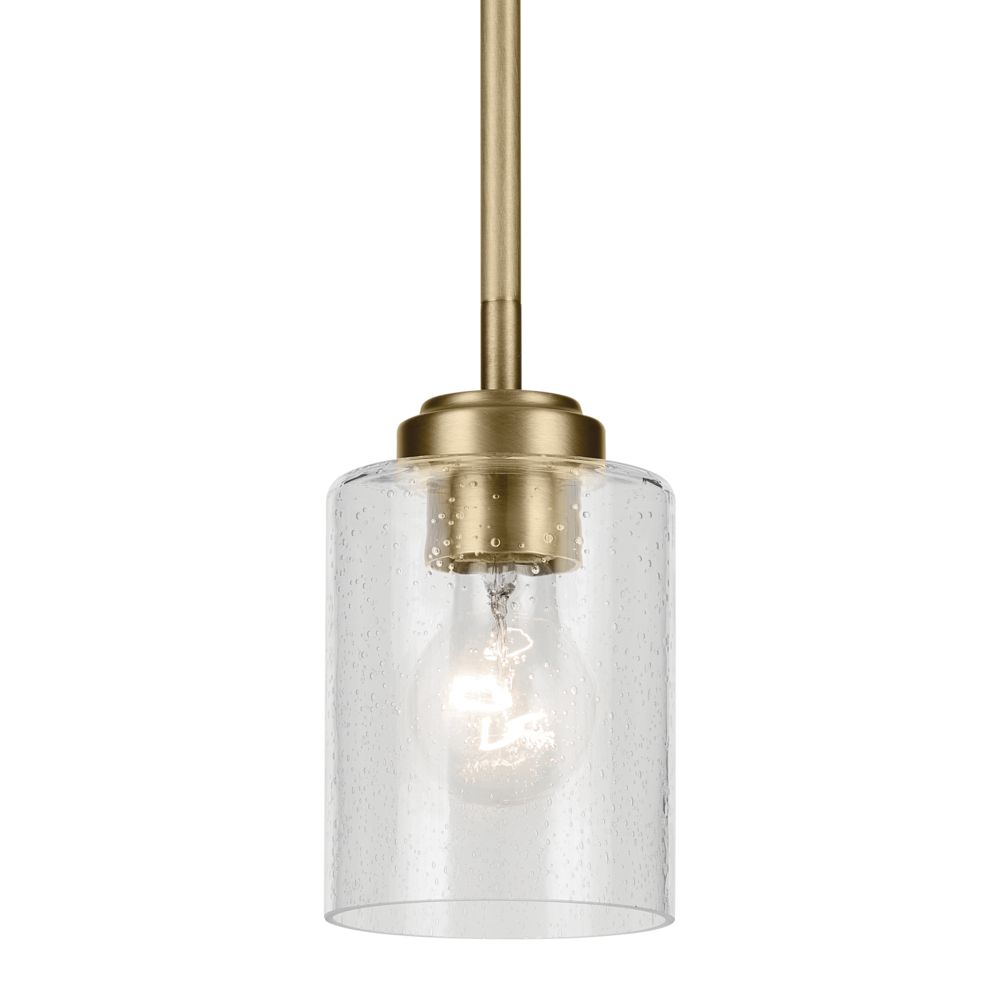Image 4 Winslow 7.5" 1-Light Mini Pendant Light in Natural Brass more views