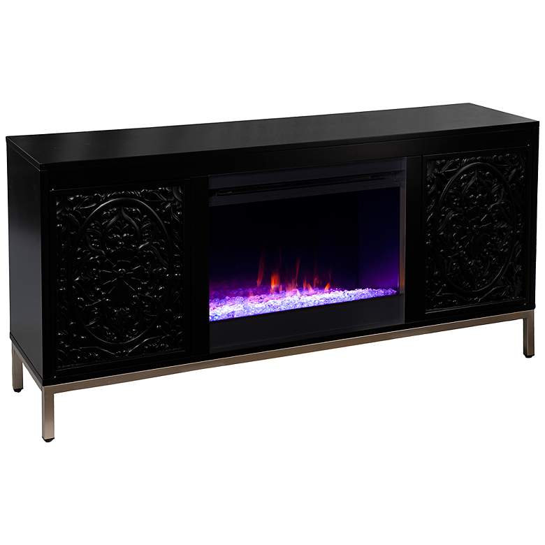 Image 2 Winsterly Black Color Changing Fireplace Media Console
