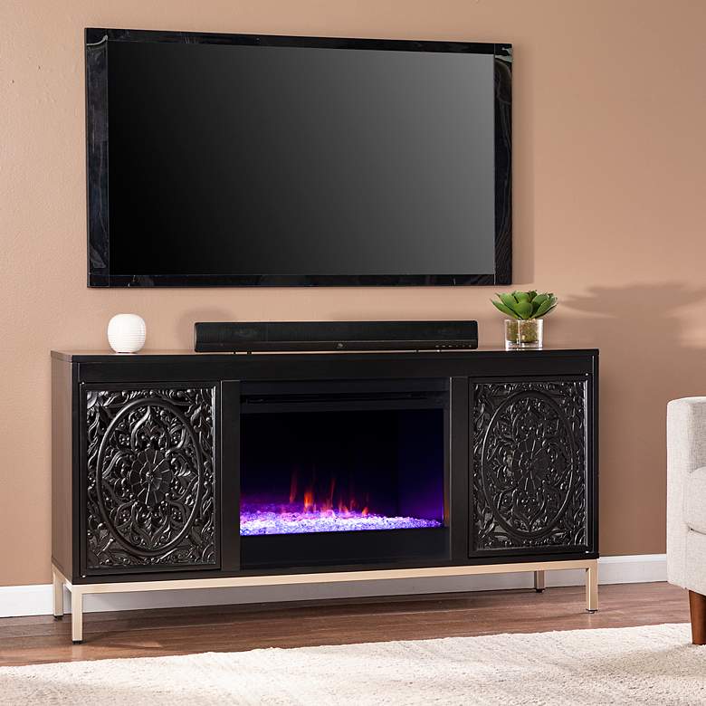 Image 1 Winsterly Black Color Changing Fireplace Media Console
