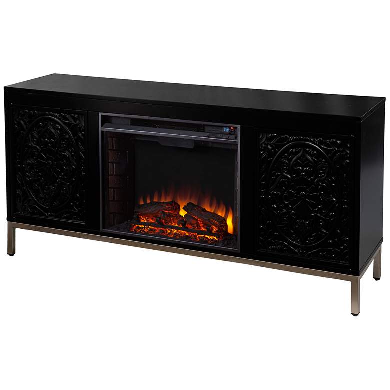 Image 2 Winsterly Black LED Electric Fireplace w/ Media Storage