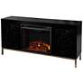 2_Winsterly Black LED Electric Fireplace w/ Media Storage